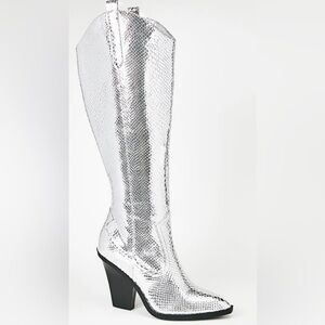 Silver Knee-High cowboy boots